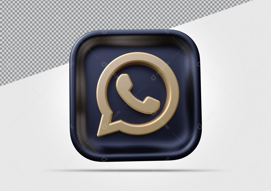 ícone 3D Whatsapp Preto Elemento Para Composição PSD