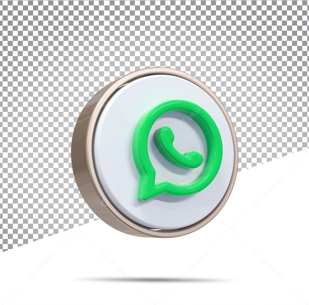 ícone 3D Whatsapp Verde Elemento Para Composição PSD