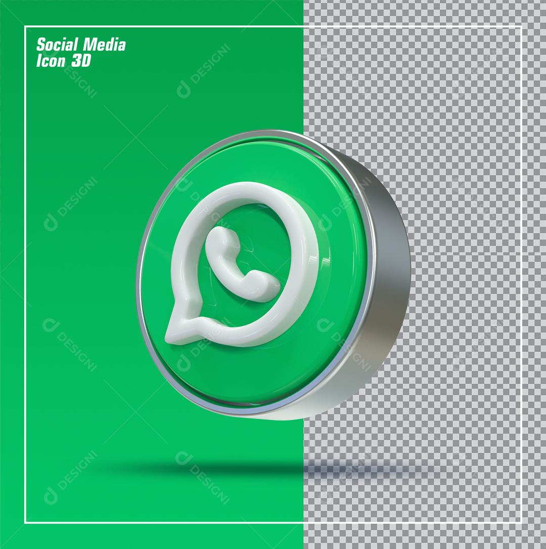 ícone 3D Whatsapp Elemento Para Composição PSD