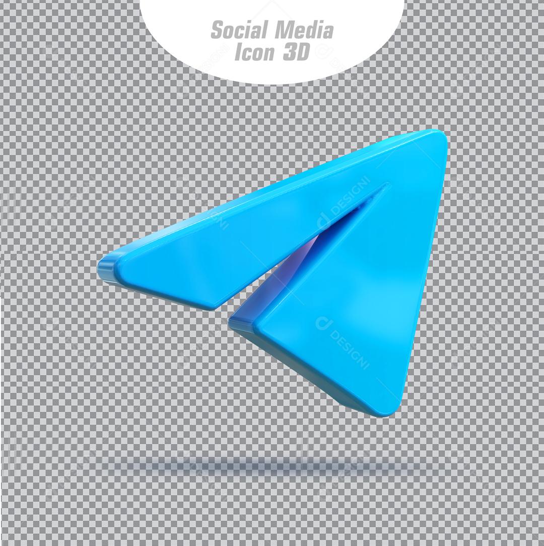 Ícone 3d Telegram Azul Elemento Para Composição PSD
