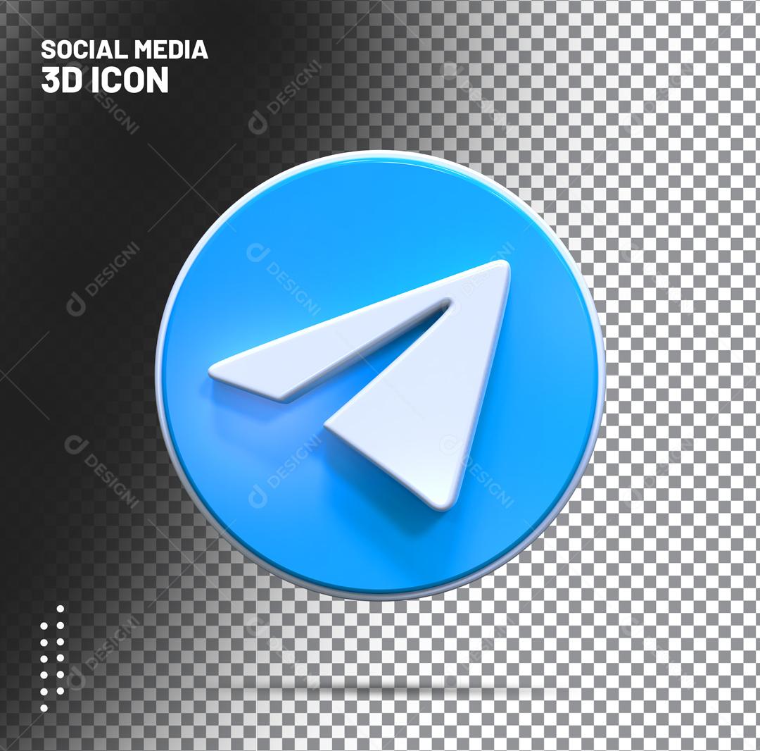 Telegram Azul Ícone 3D Elemento Para Composição PSD