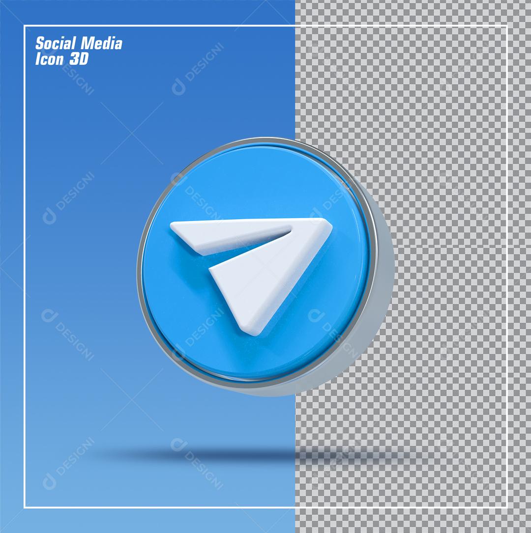 Ícone 3d Telegram Azul Elemento Para Composição PSD