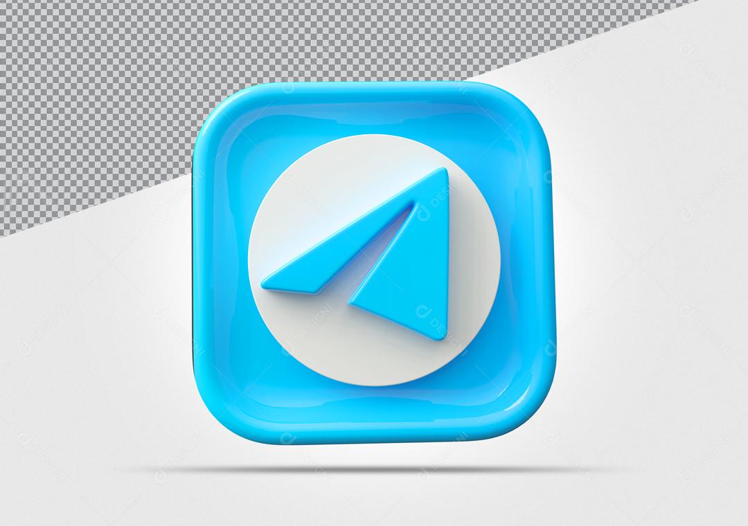 Ícone 3d Telegram Azul Elemento Para Composição PSD