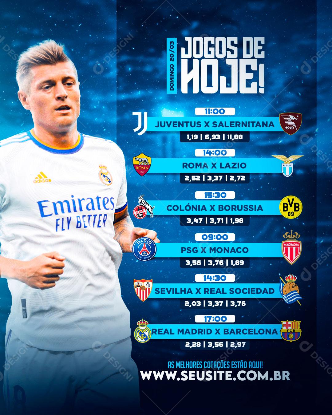 Flyer Jogos De Hoje Futebol Agenda Social Media PSD Editável
