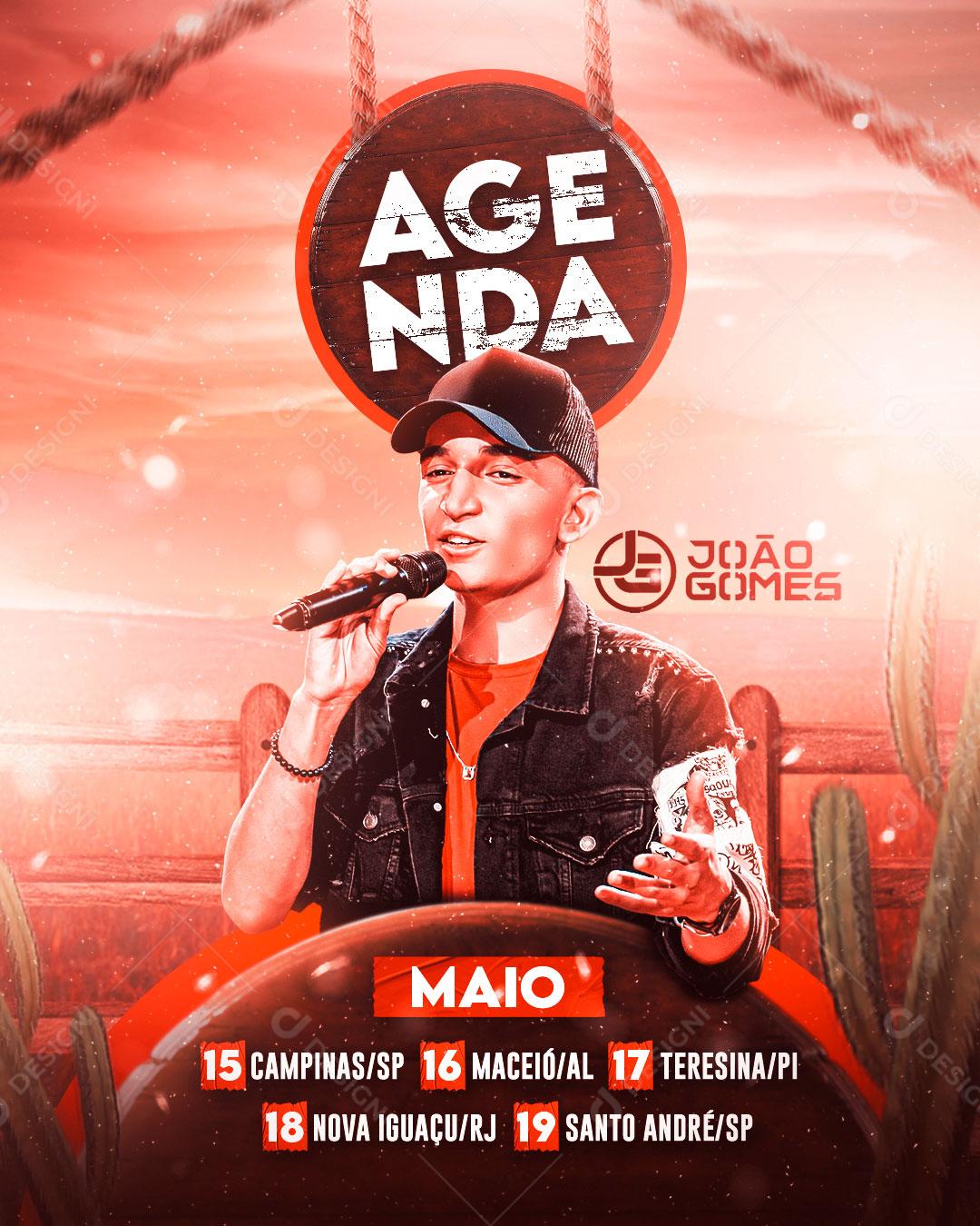 Flyer Agenda Semanal João Gomes Social Media PSD Editável