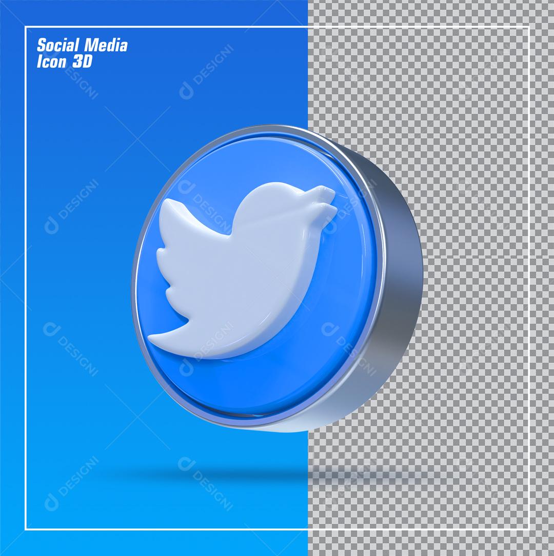 Ícone 3D Twitter Elemento Para Composição PSD