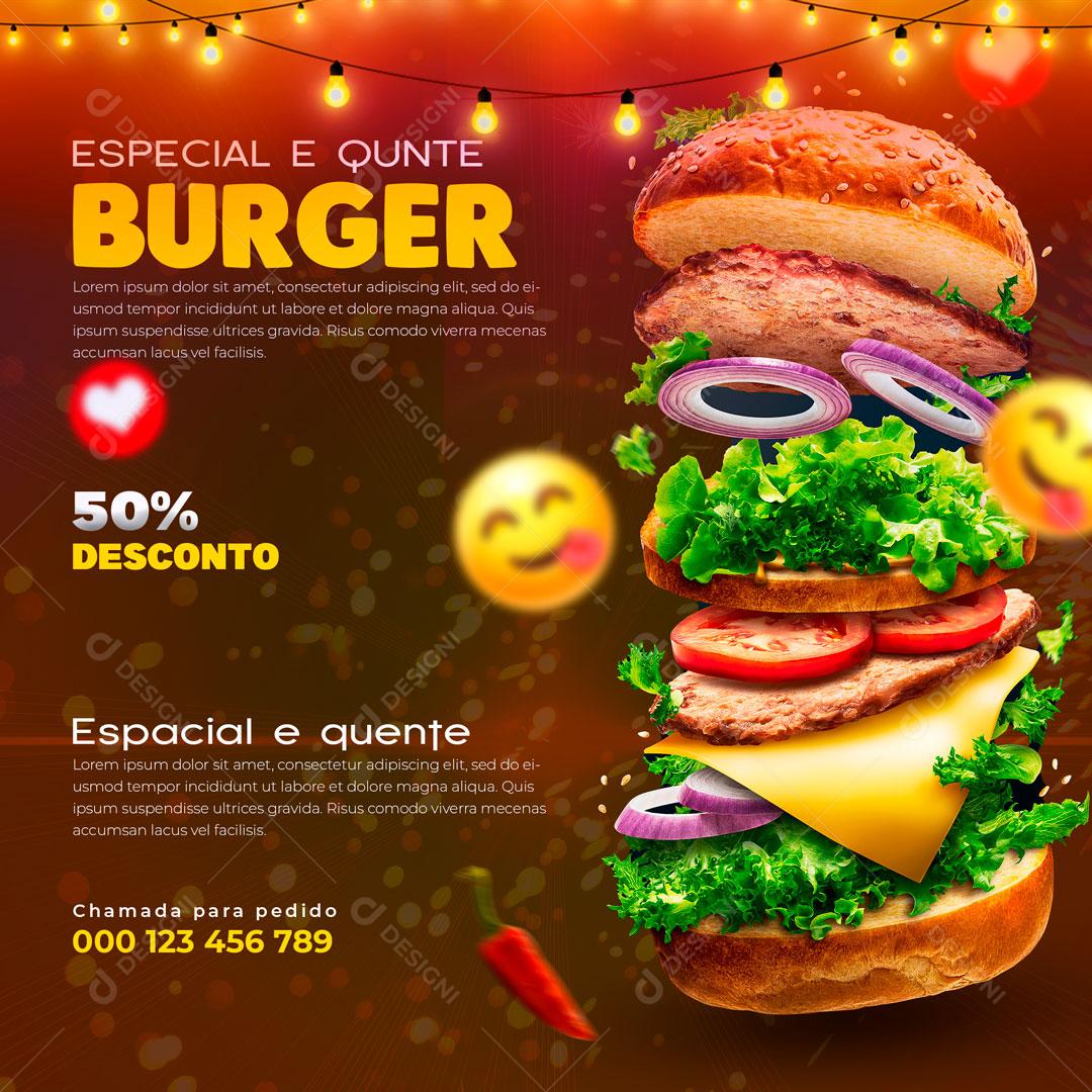 Burger Especial 50% De Descontos Social Media PSD Editável