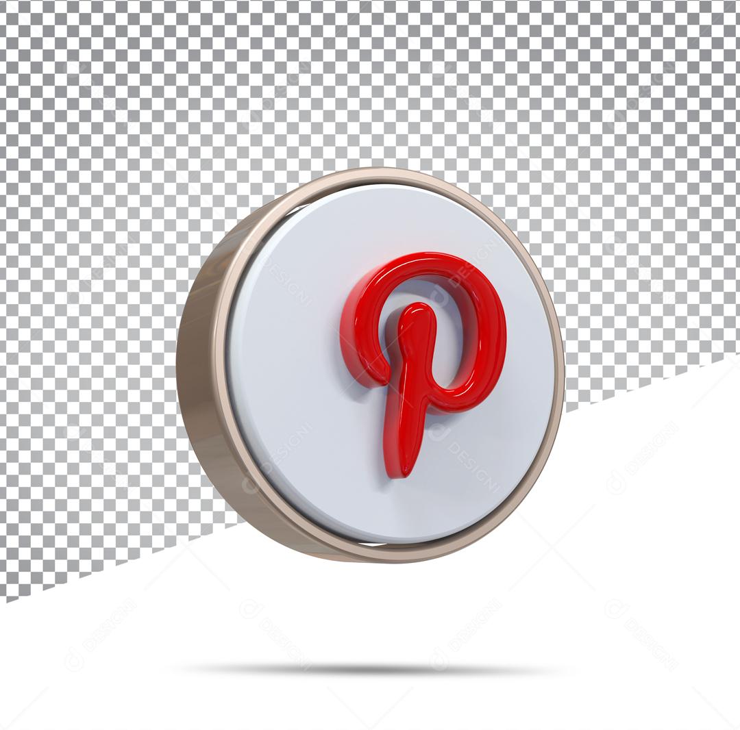 Ícone 3D Pinterest Elemento Para Composição PSD