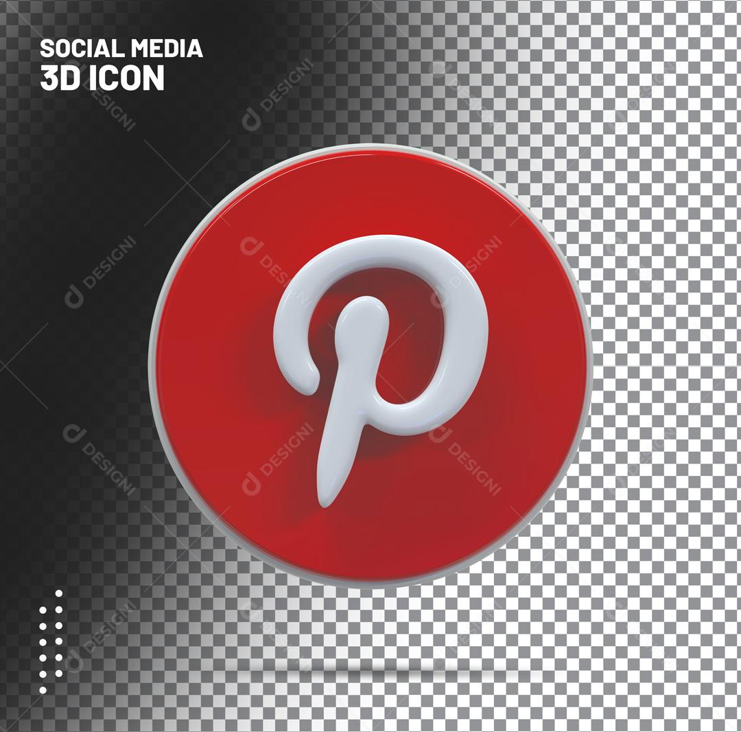 Ícone 3D Pinterest Vermelho Elemento Para Composição PSD