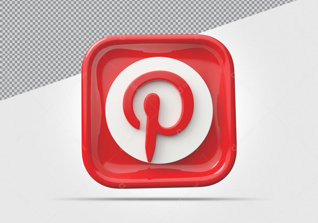 Ícone 3D Pinterest Vermelho Elemento Para Composição PSD