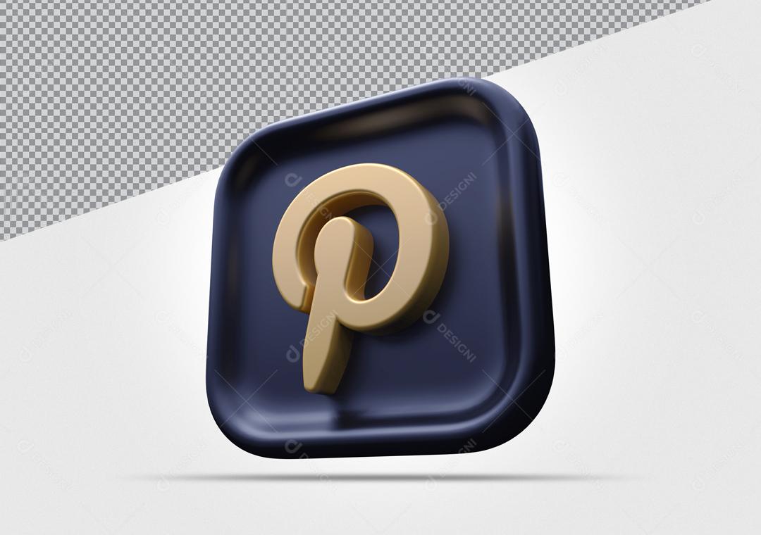Ícone 3D Pinterest Preto Elemento Para Composição PSD