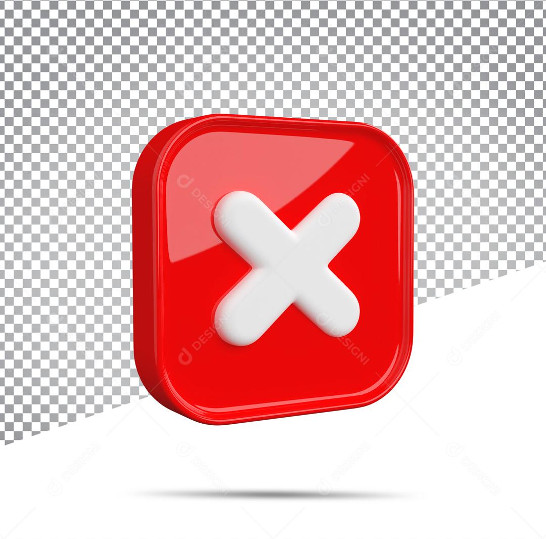 Ícone 3D Cancele Vermelho Elemento Para Composição PSD