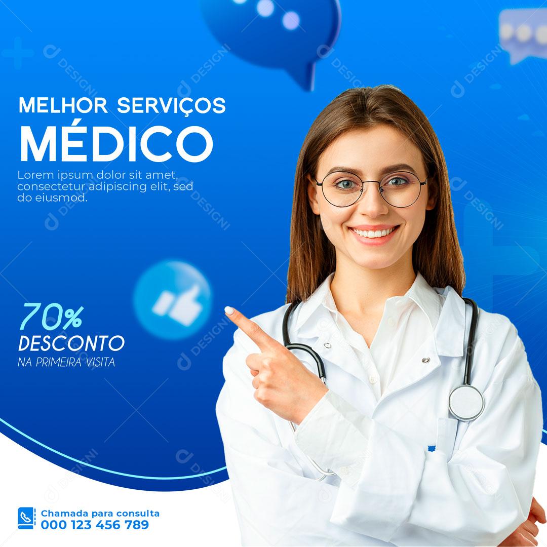 Melhor Serviços Para Você  Médicos Social Media PSD Editável