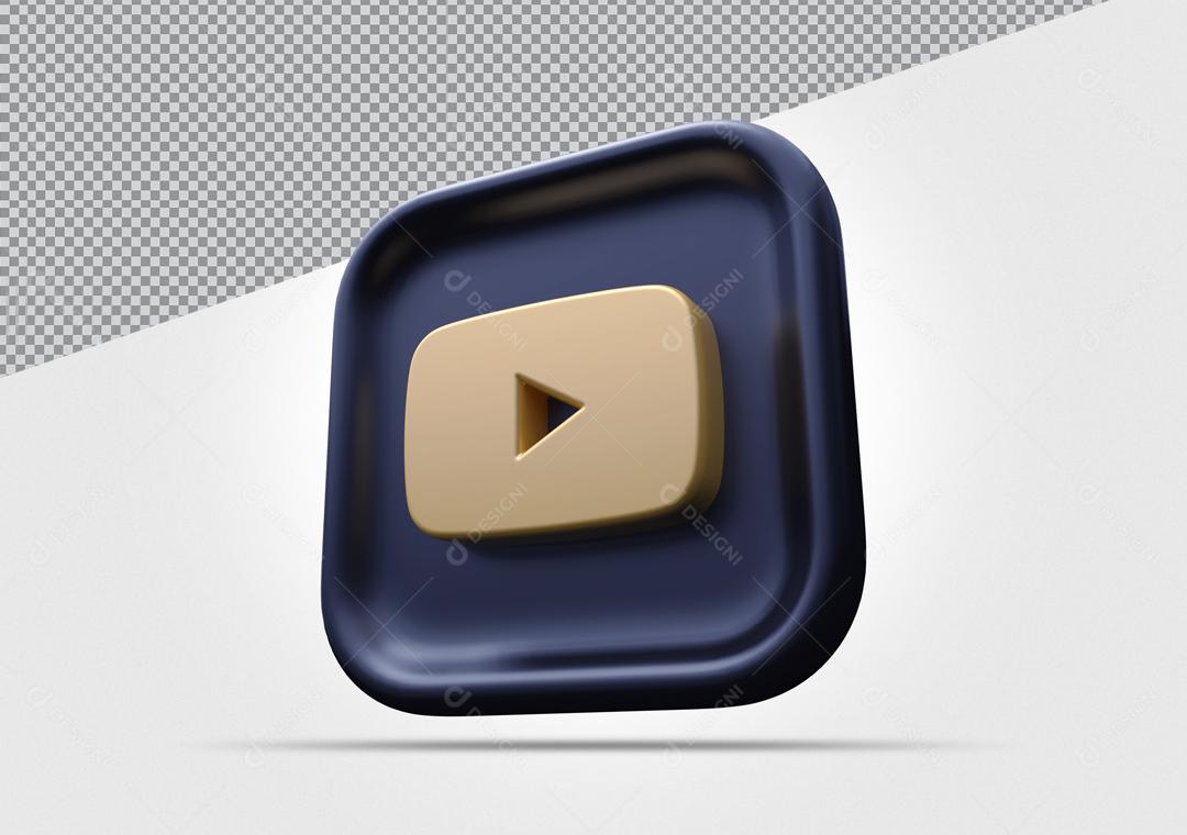 Ícone 3D Youtube Preto Elemento Para Composição PSD