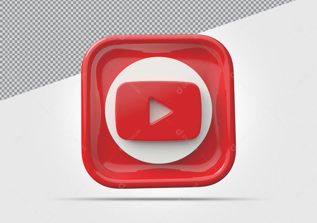 Ícone Youtube 3D Elemento Para Composição PSD