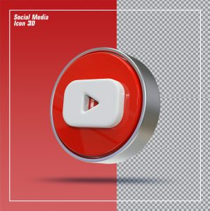 Ícone 3D Youtube Elemento Para Composição PSD
