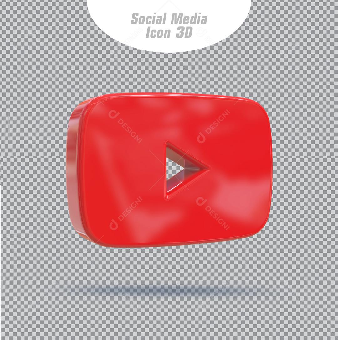 Ícone 3D Youtube Vermelho Elemento Para Composição PSD