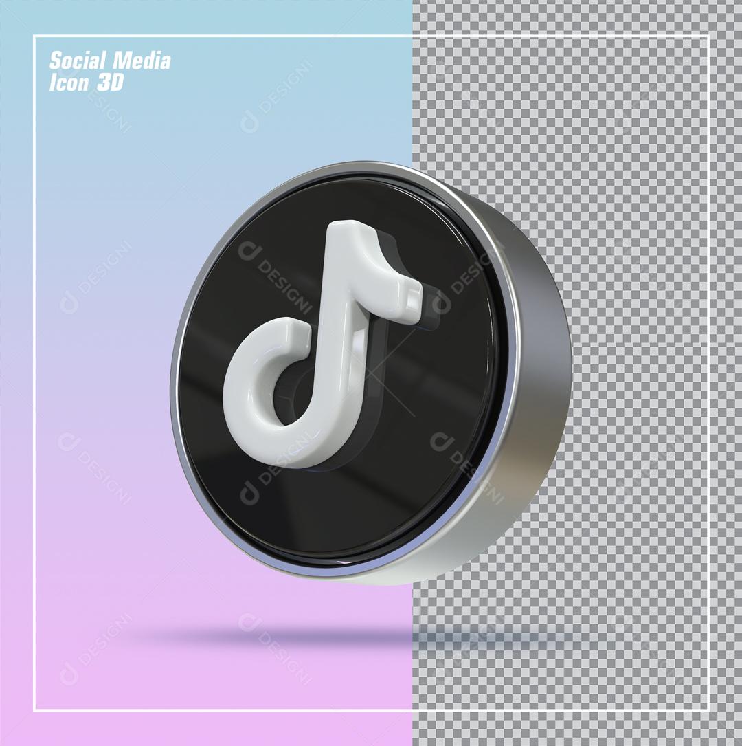 ícone 3D Tiktok Preto e Branco Para Composição PSD