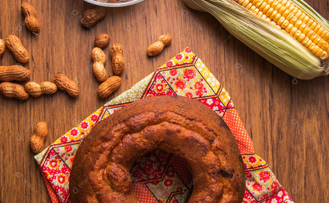 Festa de junho. bolos típicos da Festa Junina. Bolo de fubá, bolo de milho