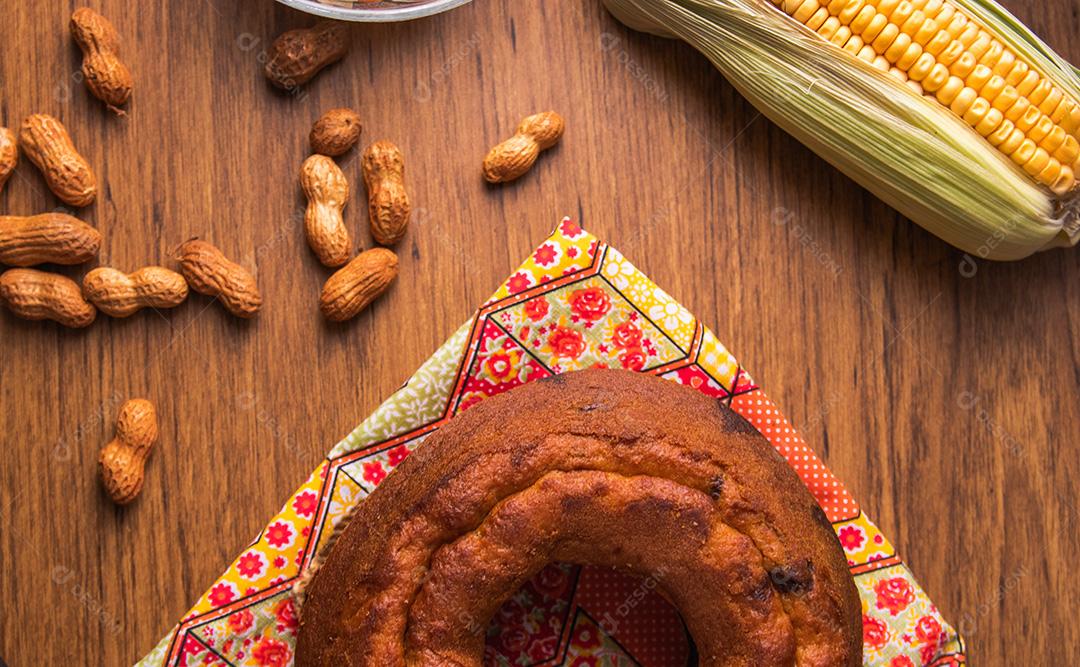 Festa de junho. bolos típicos da Festa Junina. Bolo de fubá, bolo de milho