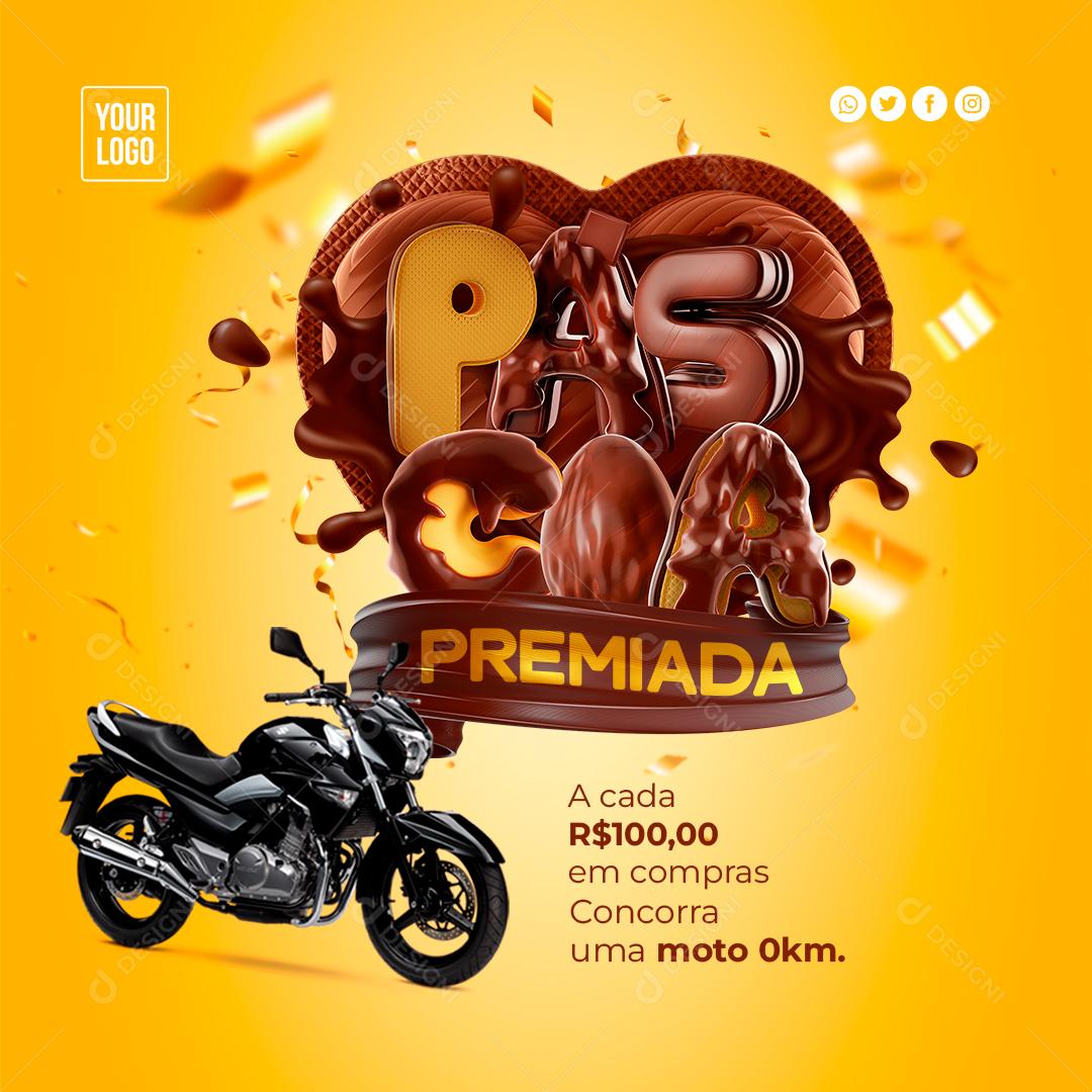 Selo 3D Para Composição Páscoa Premiada Social Media PSD Editável