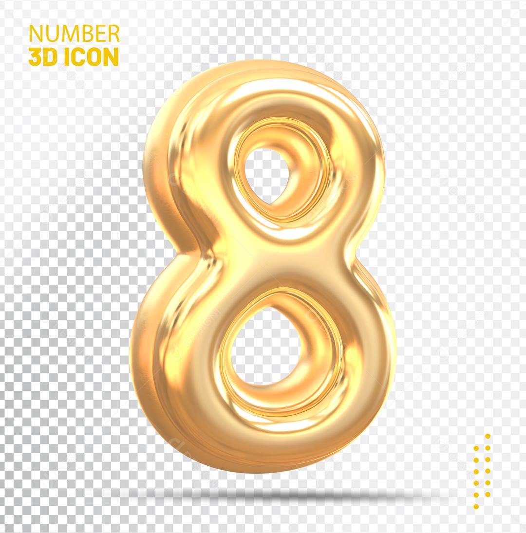 Número 3D 8 Para Composição PSD Editável
