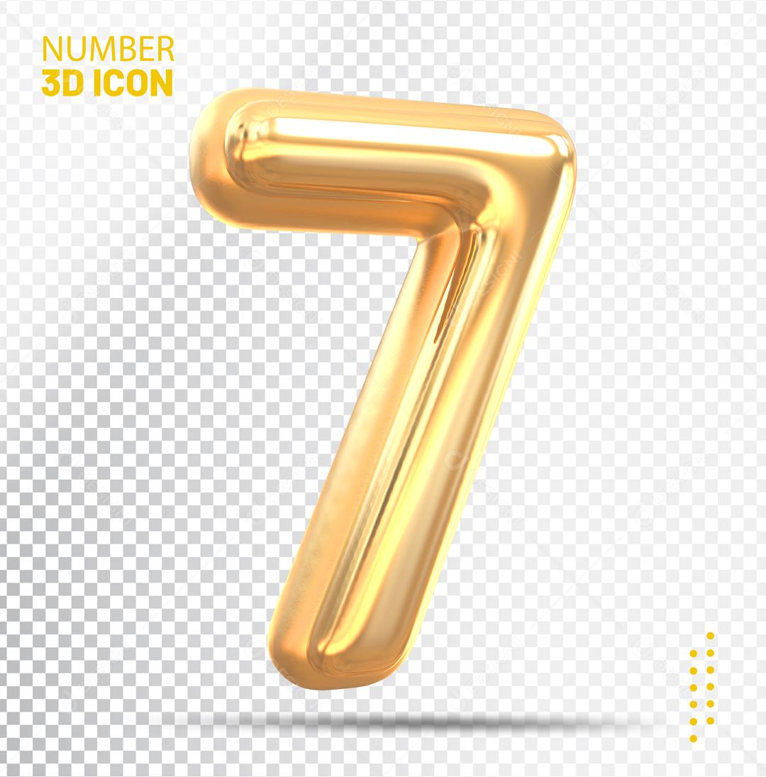 Número 3D 7 Para Composição PSD Editável