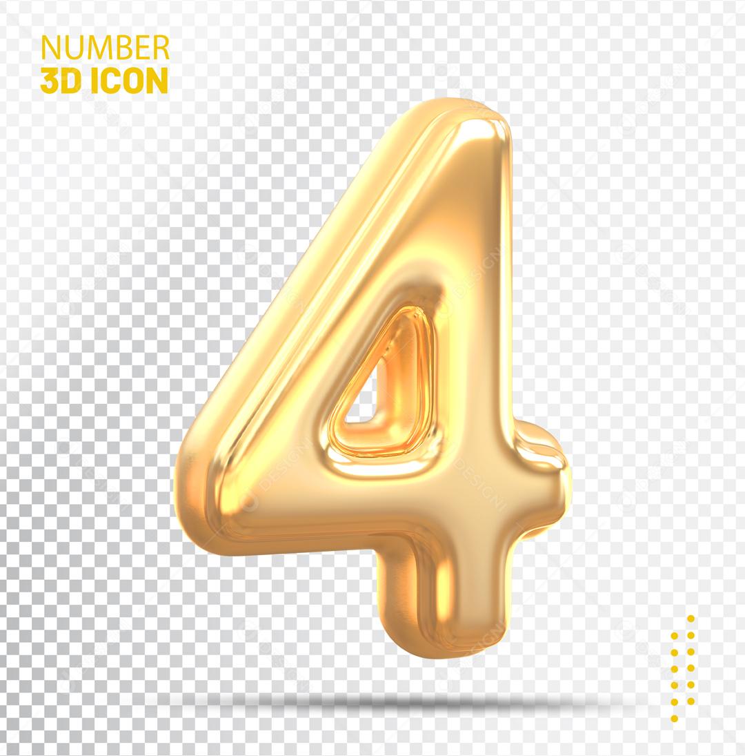 Número 3D 4 Para Composição PSD Editável