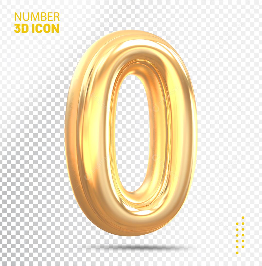 Número 3D 0 Para Composição PSD Editável
