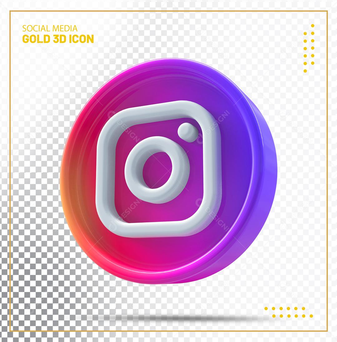 ícone Instagram 3D Roxo Para Composição PSD