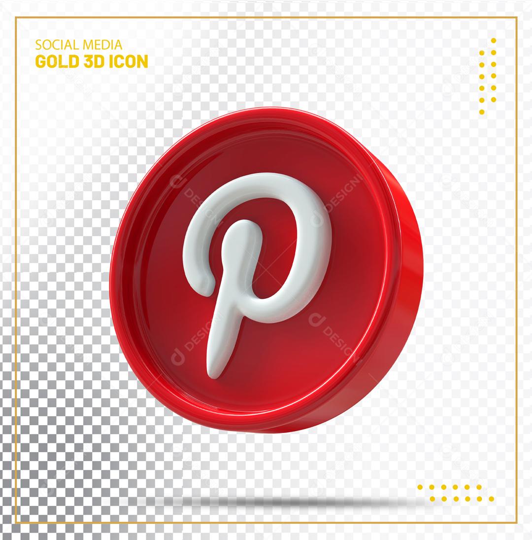 Ícone 3D Pinterest Vermelho Elemento Para Composição PSD