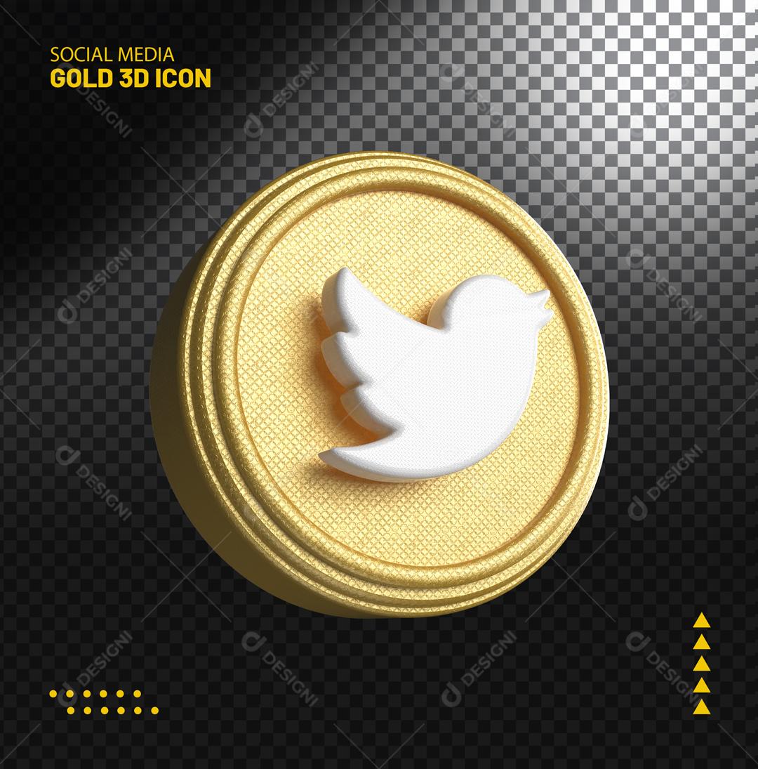Twitter 3D Elemento Para Composição PSD