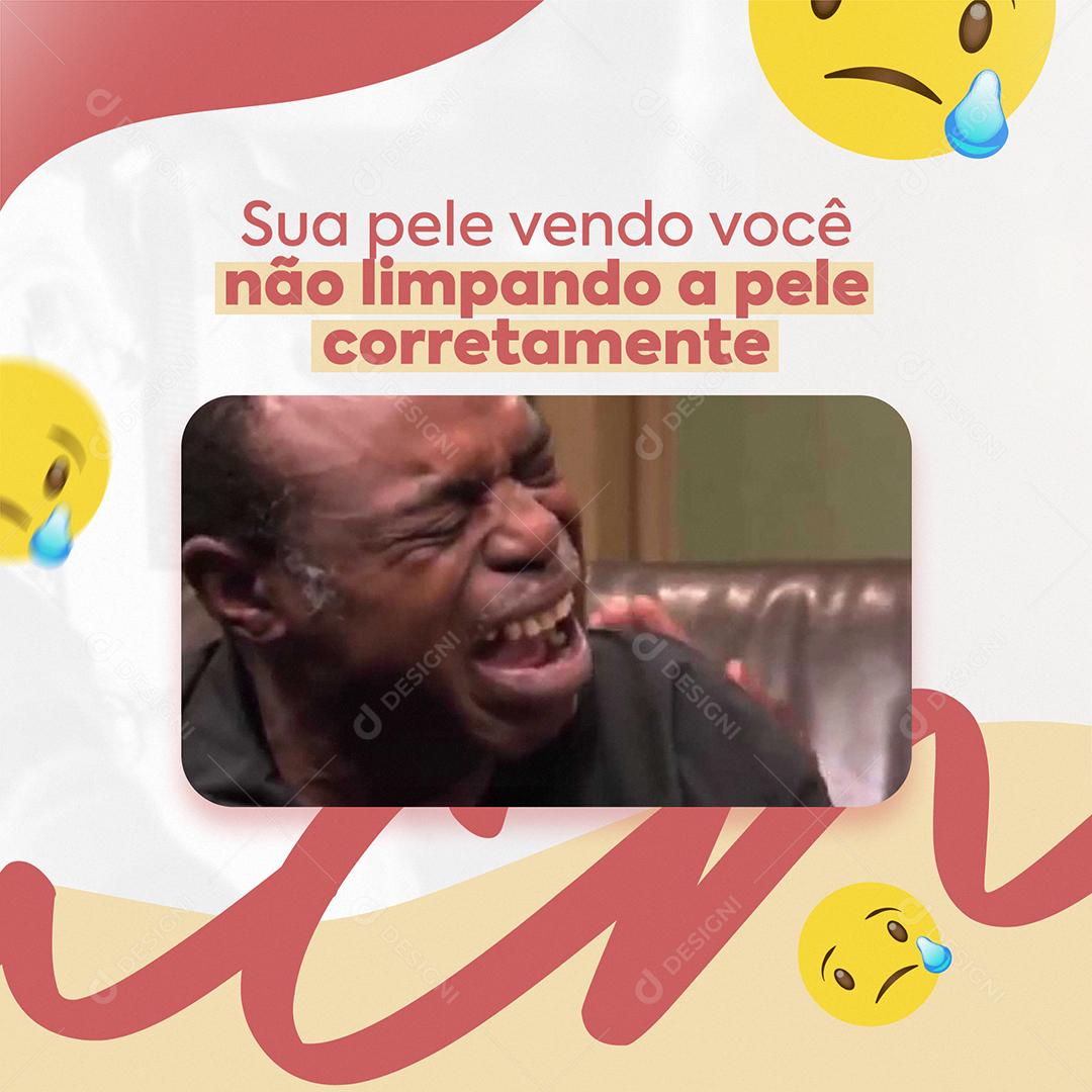 Social Media Sua Pele Vendo Você não Limpando Corretamente Estética Facial PSD Editável