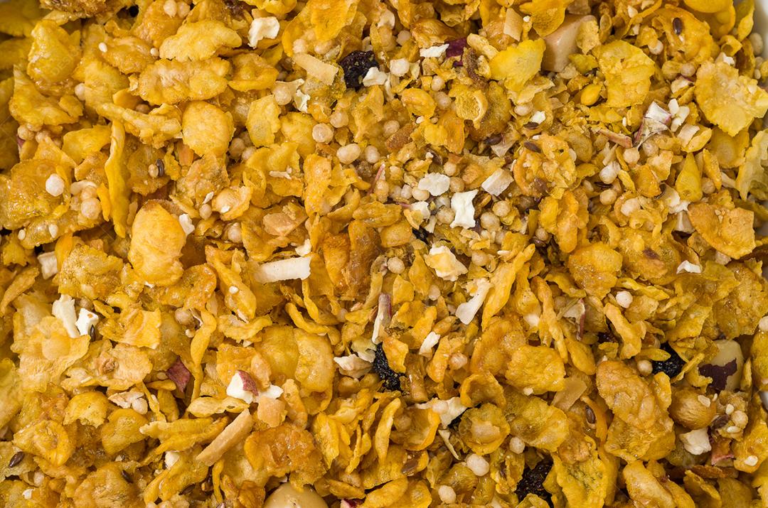 Granola, alimentos crus, fundo, textura para vários usos.