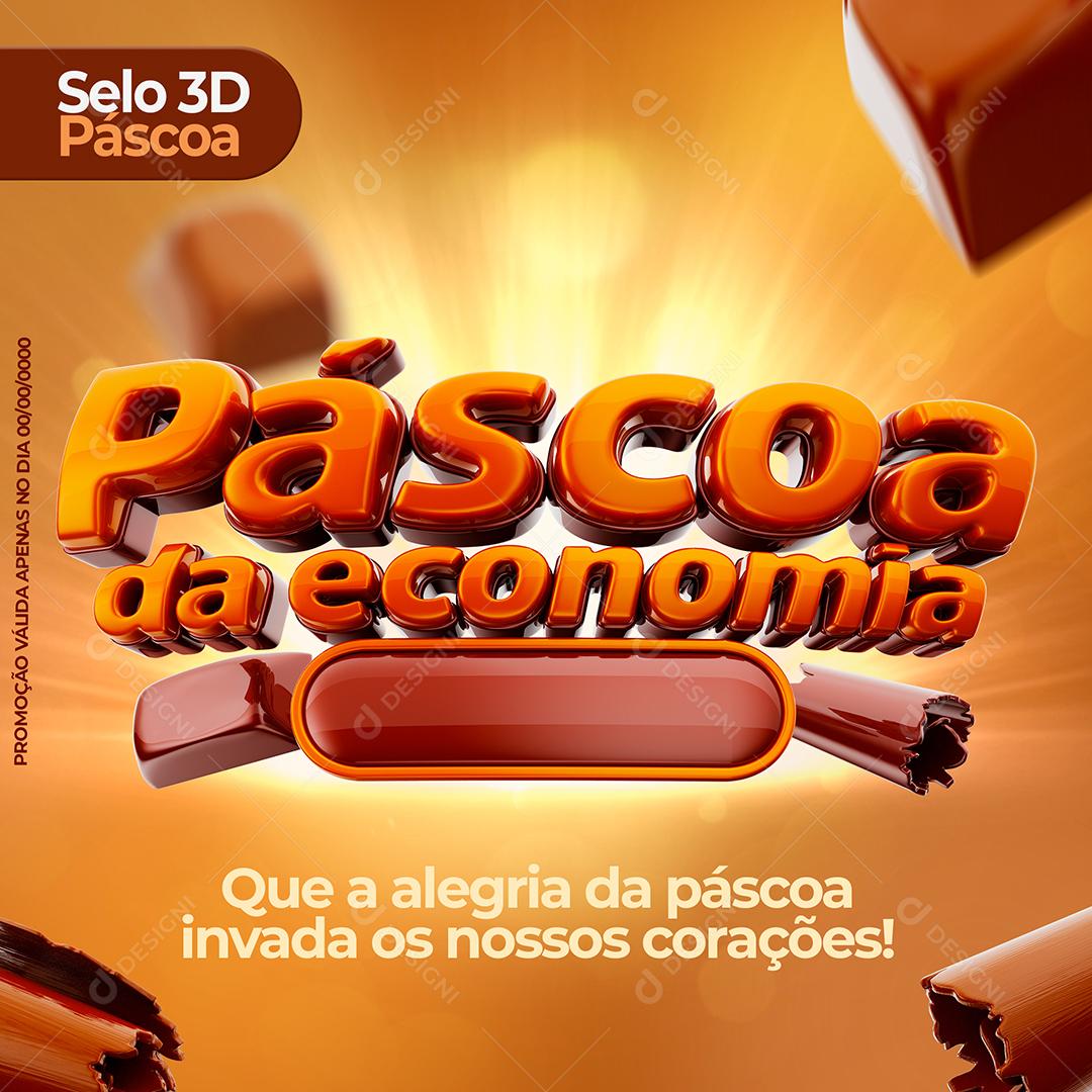 Texto 3D Páscoa da Economia Para Composição PSD