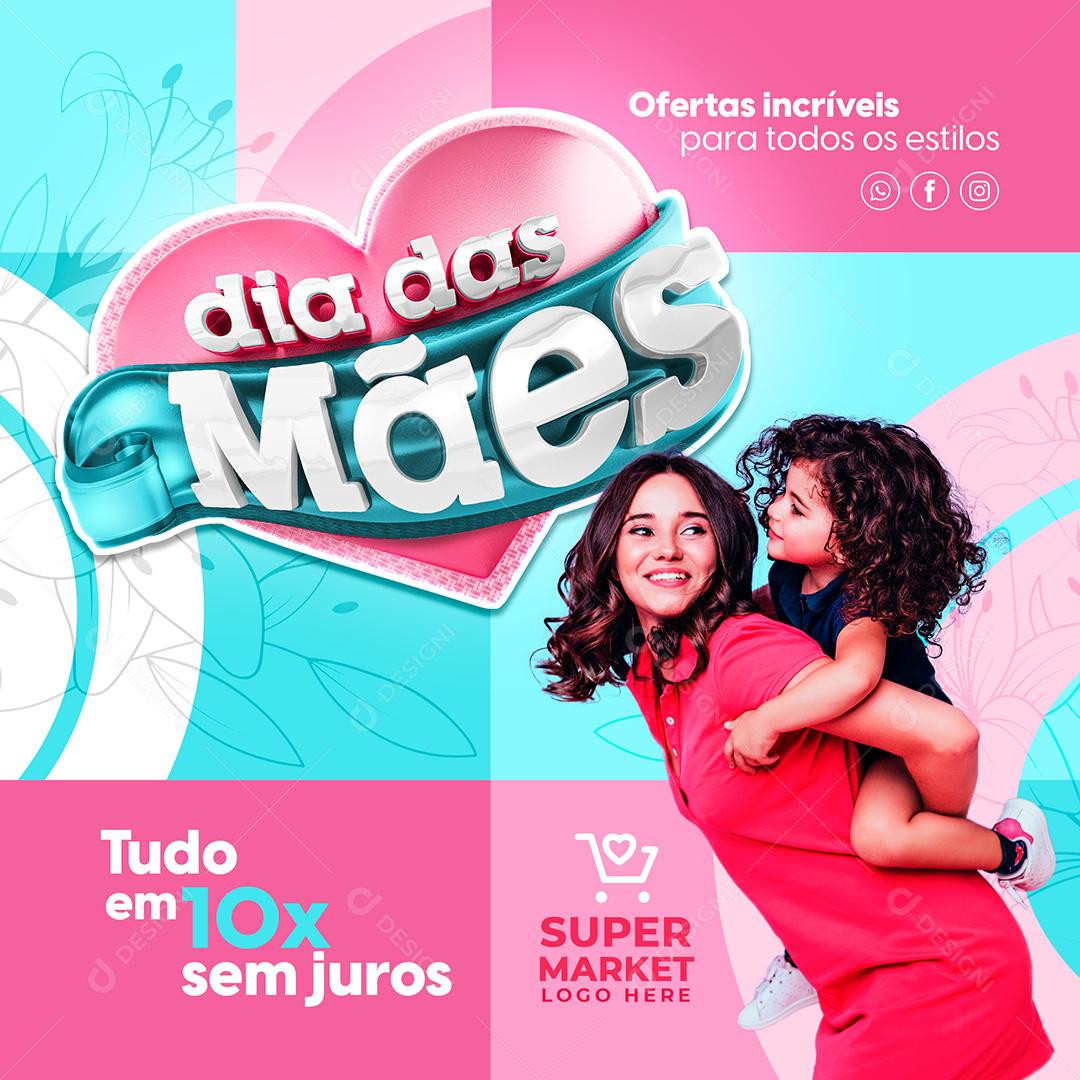 Social Media Dia Das Mães 8 De Maio PSD Editável