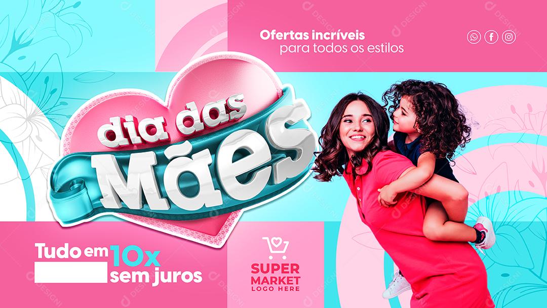 Social Media Banner Dia Das Mães 8 De Maio PSD Editável