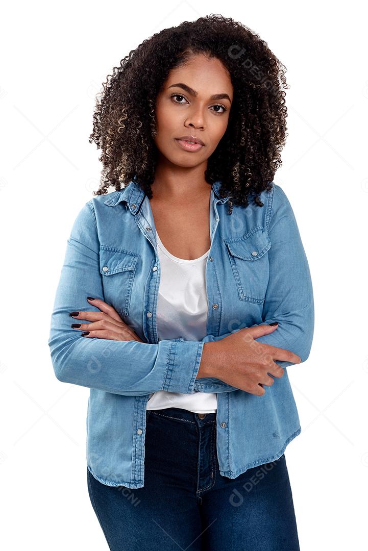 Studio shot of young elegant black woman smiling isolated