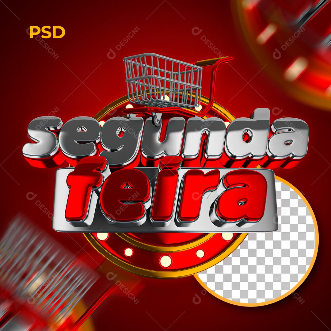 Selo 3D Segunda Feira Para Composição PSD