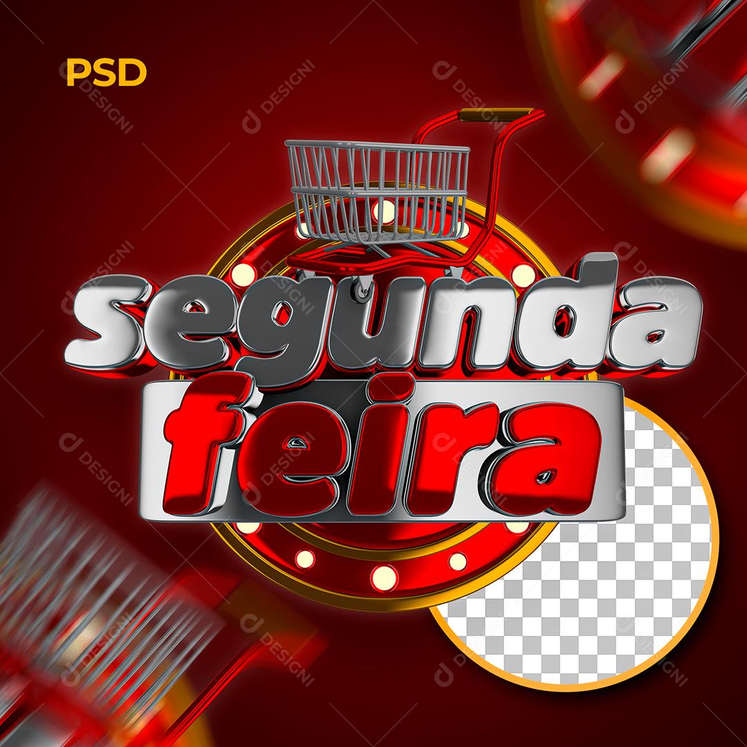 Selo 3D Segunda Feira Para Composição PSD