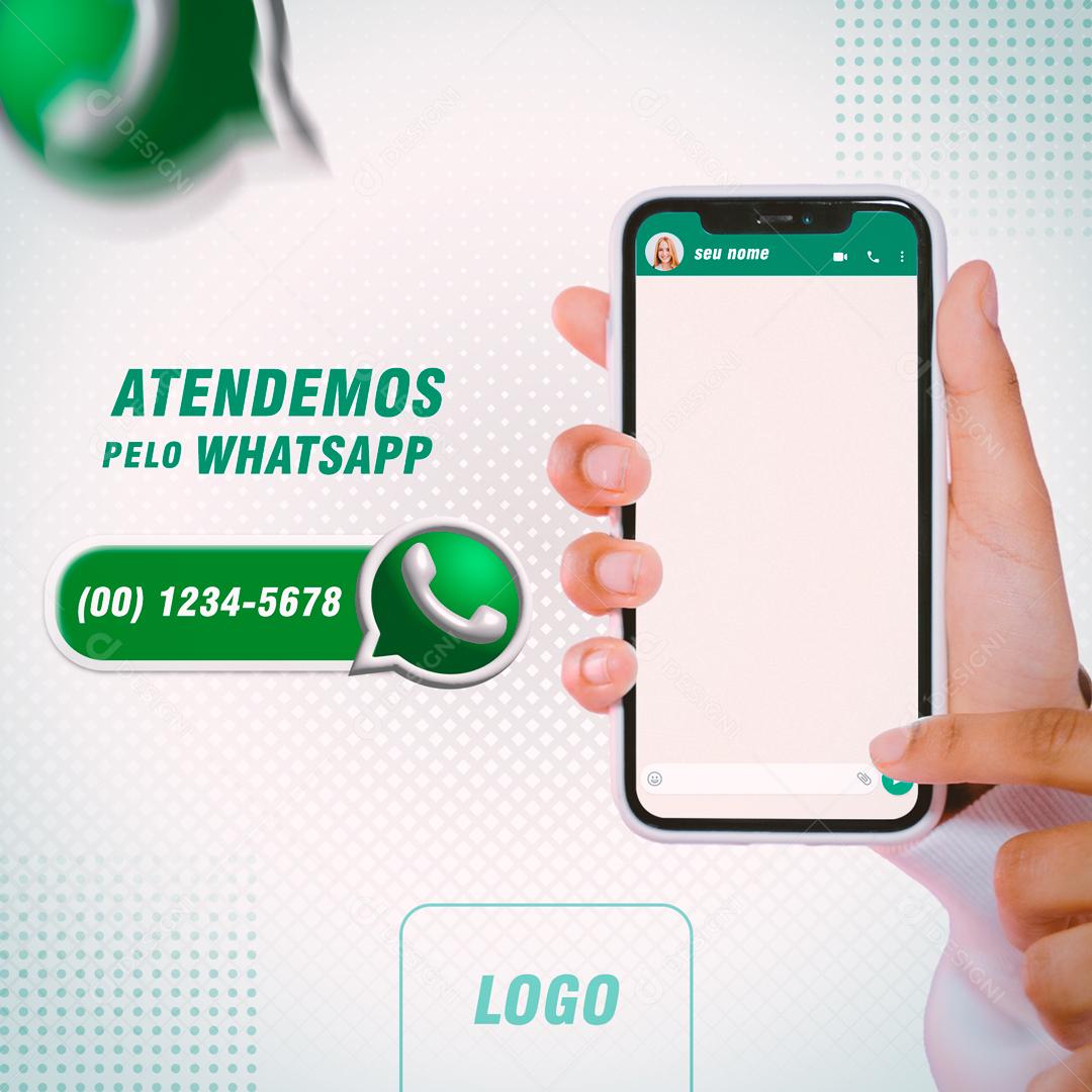 Atendimento Pelo WhatsApp Social Media PSD Editável