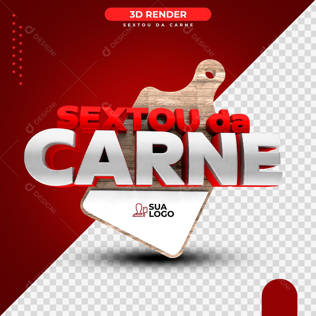 Selo 3D Para Composição Sextou Da Carne PSD Editável