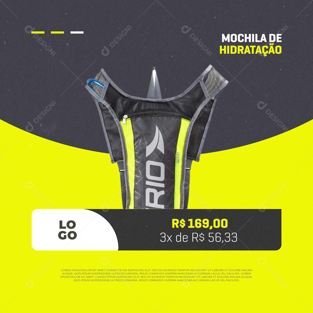 Post Bicicletaria Bicicleta Mochila de Idratação Social Media PSD Editável