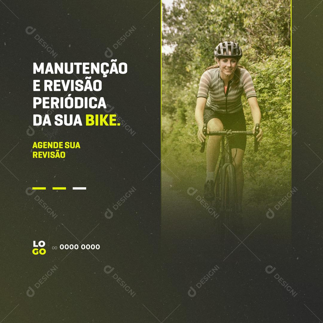 Post Bicicletaria Manutenção e Revisão Periódica da Sua Bike Social Media PSD Editável