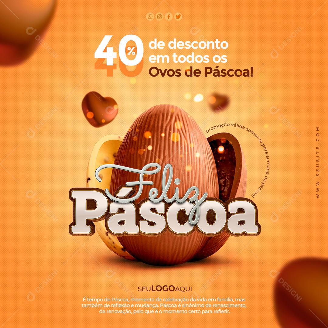 Feliz Páscoa Promoção Páscoa De Ofertas Social Media PSD Editável