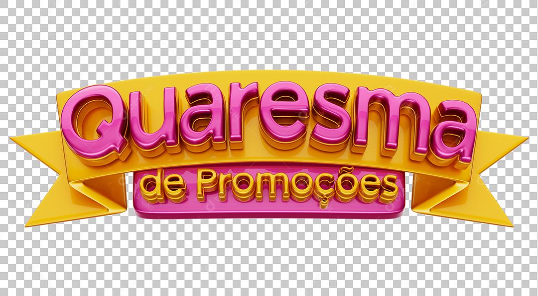 Quaresma de Promoção Selo 3D Com Faixa Amarela Para Composição PSD