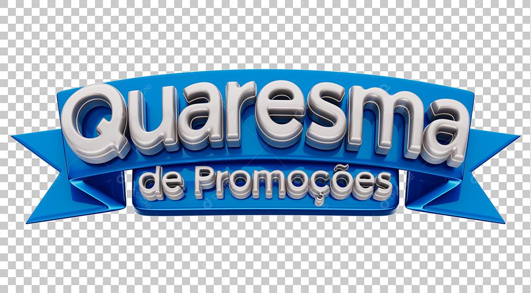 Quaresma de Promoção Selo 3D Branco Com Faixa Azul Para Composição PSD