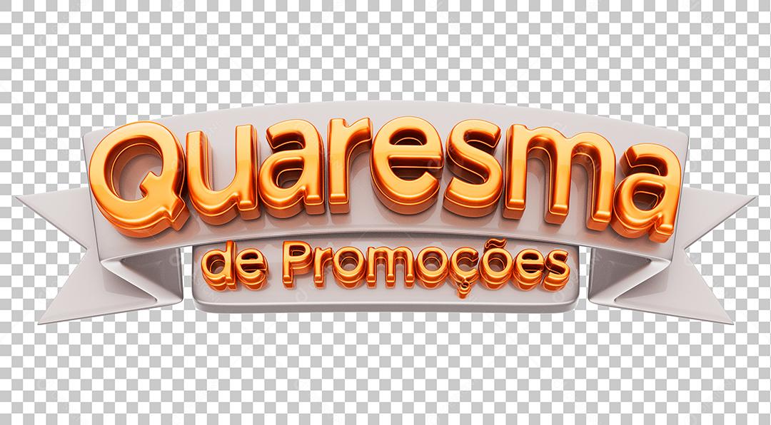 Quaresma de Promoção Selo 3D Dourado Com Faixa Branca Para Composição PSD