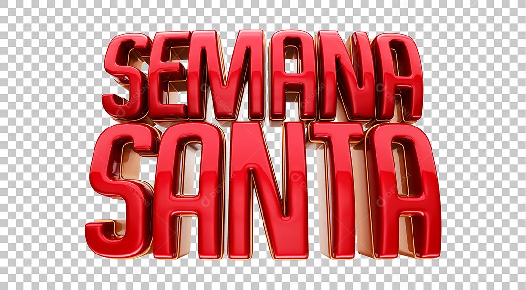 Semana Santa Texto 3D Vermelho Para Composição PSD