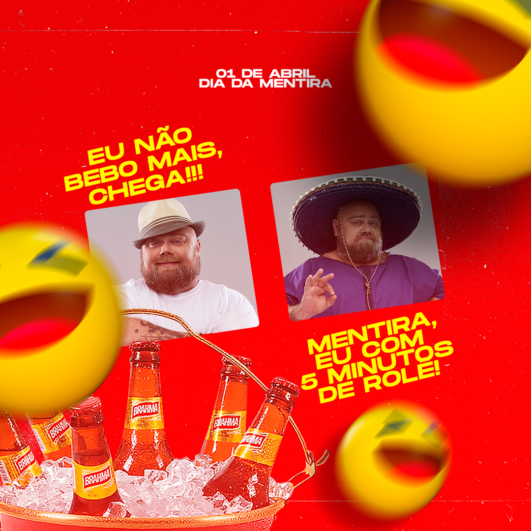 Social Media Eu Não Bebo Mais Chega Dia da Mentira PSD Editável